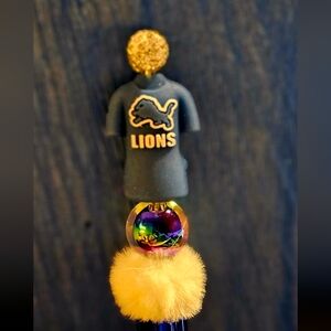 NFL Detroit Lions Sparkly/Blingy Custom Created Super Fan Beaded Pen